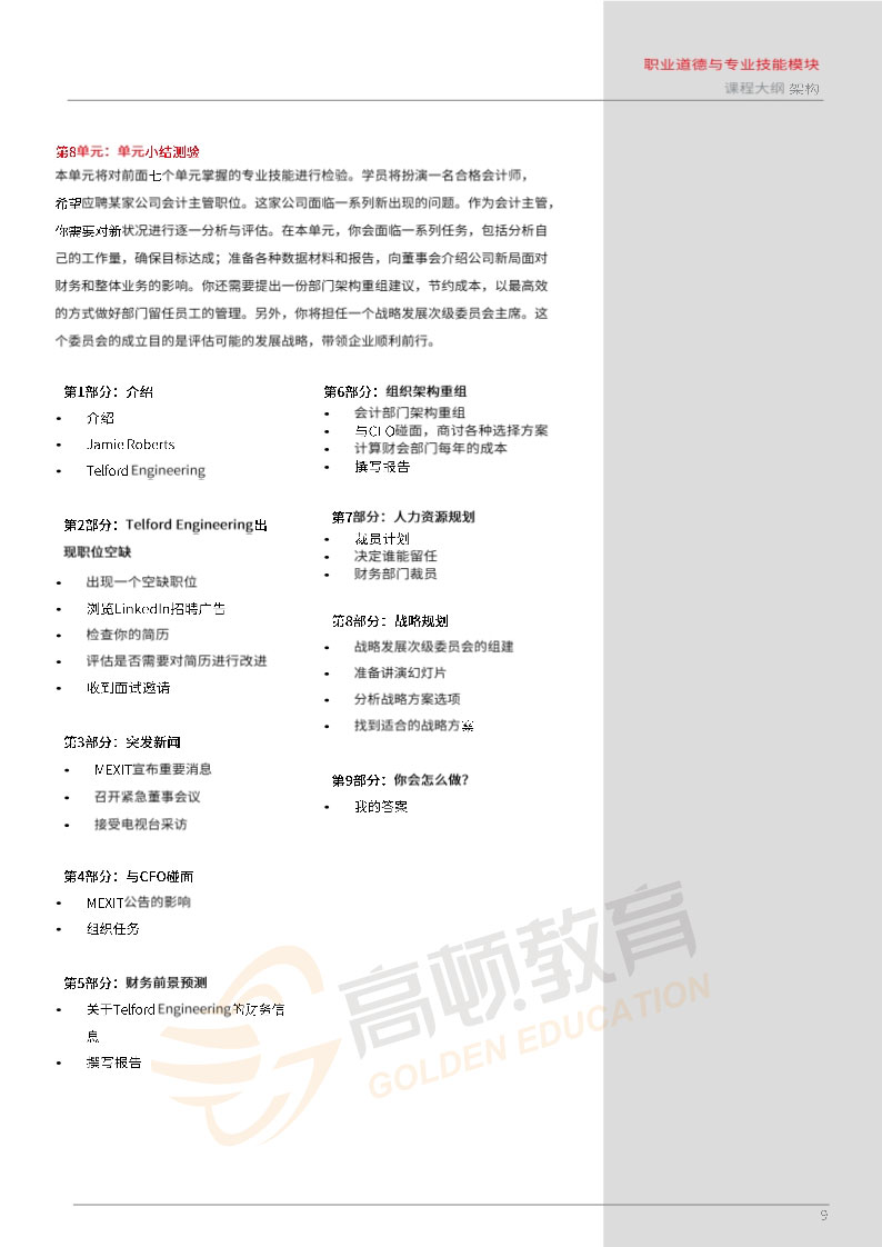 ACCA EPSM职业道德测与专业技能模块大纲
